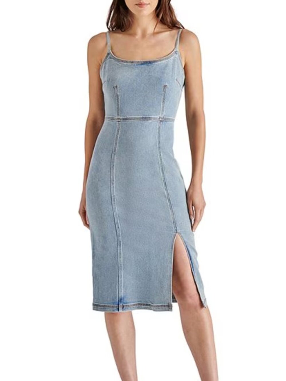 Steve Madden Giselle Denim Scoop Neck Sleeveless Dress in Blue Denim NWOT